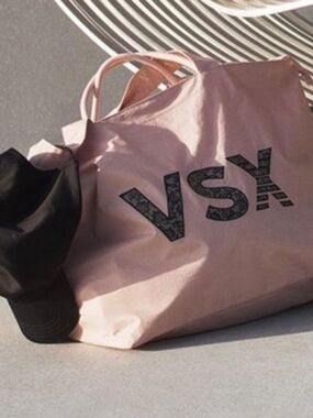 Victoria's Secret pale pink tote with black logo
